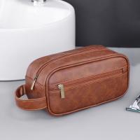 Bolsa de lavado de cuero portátil con múltiples bolsillos para hombre, bolsa con cierre, bolsa de almacenamiento de cosméticos de mano, bolsa de maquillaje impermeable de gran capacidad para hombre - details 8