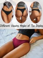 6 unidades/juego de tangas de algodón para mujer, bragas femeninas acanaladas de tiro bajo, Tanga para mujer, Bikini Sexy 7, ropa íntima de S-XL suave de Color sólido para chica - details 4