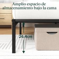 Elias 135x190 cm - Somier de Metal con cabecero - Altura 30 cm - Cama con somier de láminas de Metal - Fácil Montaje - Espacio de Almacenamiento Debajo de la Cama - Diseño Moderno - Negro - details 7