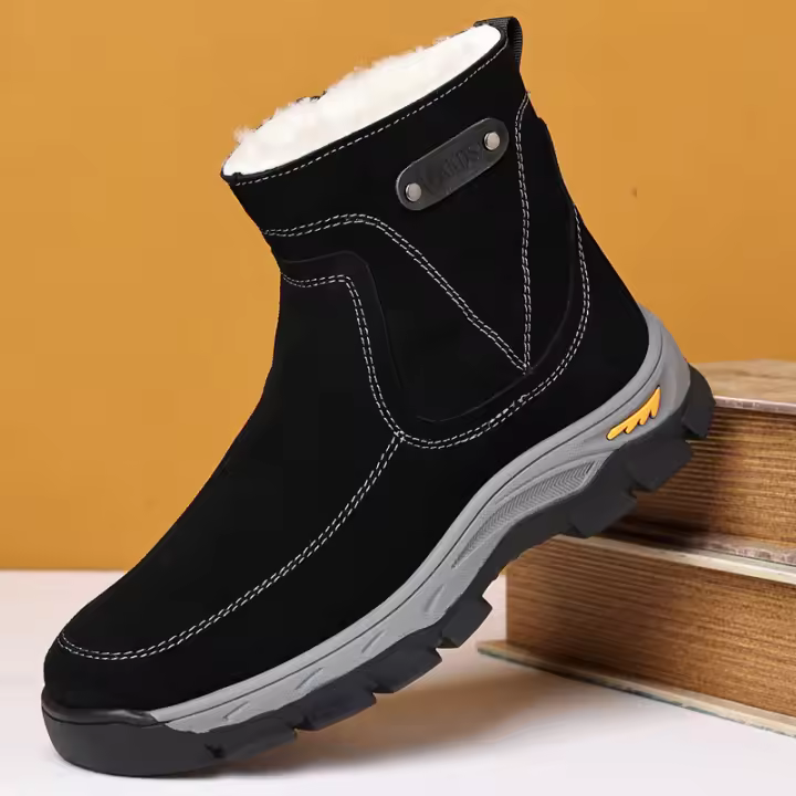 Zapatos casuales de piel de vaca anti-terciopelo de cuero de lana botas de nieve al aire libre para hombres. - 1