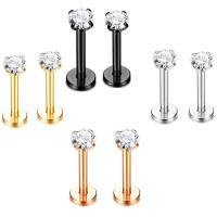 Piercings Tragus de acero, Piercing Labret, anillos para labio, Piercing para Oreja, cartílago, joyería corporal, 2 piezas, 18G, 1,0x8x3mm - details 1