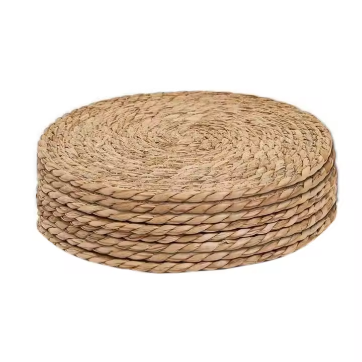 Juego de 8 manteles individuales de jacinto de agua natural, tapetes tejidos de ratán T resistentes al calor para cenar al aire libre - 1
