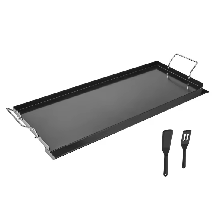 SucceBuy Plancha de acero al carbono, placa rectangular universal de 32 x 14 pulgadas, plancha de gas para barbacoa, teppanyaki, utensilios de cocina portátiles con mango, ideal para acampar y asar - 1