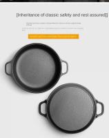 Sartén de hierro fundido duradera de 22/25 cm antiadherente y gruesa con tapa, doble asa, wok de hierro para cocina de gas e inducción. - details 13