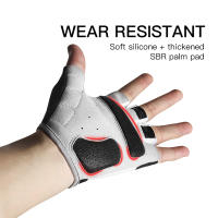 Guantes de ciclismo para bicicleta de montaña, antideslizantes, amortiguadores, acolchados, medio dedo, accesorios deportivos cortos - details 5