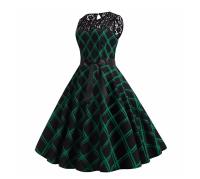 Lace patchwork summer women a line elegant vintage party dress with belt - details 81