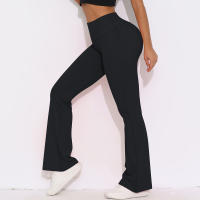 Mallas de Yoga a prueba de sentadillas para mujer, pantalones de Yoga de cintura alta, levantamiento de glúteos, pantalones de tiburón Micro acampanados, pantalones de Yoga ajustados de cintura alta - details 18