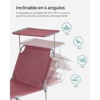 Silla de Sentado al Aire Libre Ajustable Plegable, 193 x 53 x 29 cm, Capacidad de 150 kg, con Parasol, reposacabezas, Respaldo - details 12