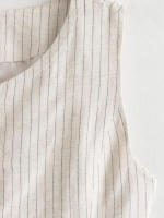 TRAFZA-Chaleco a rayas Vintage para mujer, Tops versátiles sin mangas, cuello redondo, botonadura única, informal, con bolsillos, primavera 2024 - details 3