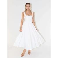 Primavera y verano nuevo vestido halter sin mangas con cuello cuadrado de color sólido - details 27