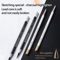 Lápices de carbón blanco y negro, suministros de arte, lápiz profesional, pintura, dibujo, blanco y negro, 6 unidades por juego - details 1