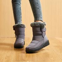 Women's Solid Color Snow Boots Casual Fur Lined Hook & Loop Boots Warm Fashion Platform Winter Boots - details 1