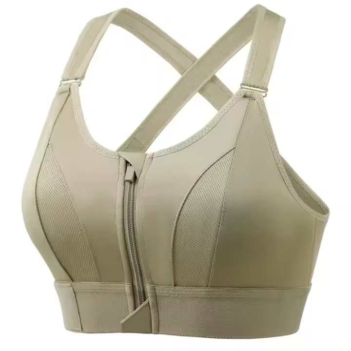 Sujetadores deportivos para mujer, cremallera frontal, correa ajustable, elástico a prueba de golpes, sujetador atlético para Fitness, Top corto ajustado para Yoga - 1