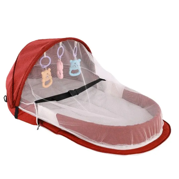 Cama plegable portátil para bebé, cuna con Red y toldo, nido para bebé, cama portátil para acampar, cuna para bebé - 1