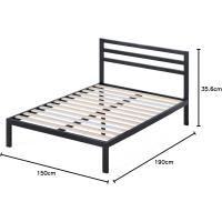 Cama 90x190 cm - Altura 36 cm con almacenaje debajo de la cama - Estructura de cama de plataforma de metal con cabecero - Negro - details 23