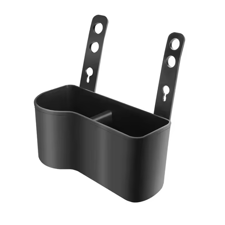 Dos tazas y soporte para comida para niños, almacenamiento de 1 portavasos y 1 compartimento para comida, color negro, 2 paquetes - 1