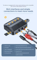 VAORLO Receptor de Audio con Bluetooth 5,3, adaptador inalámbrico de 3,5mm NFC, AUX, RCA, R/L, USB, u-disk/tarjeta TF, reproducción de música estéreo HIFI sin pérdidas con micrófono - details 1