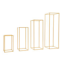 4 Piezas Soporte de Pedestal para Florero de Metal para Bodas Soporte de Flores para Fiestas, Soporte de Flores de Hierro, Estante de Flores con Marco Rectangular Soporte Geométrico para Decoración de Fiestas de Bodas - details 4