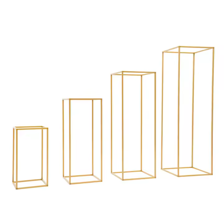 4 Piezas Soporte de Pedestal para Florero de Metal para Bodas Soporte de Flores para Fiestas, Soporte de Flores de Hierro, Estante de Flores con Marco Rectangular Soporte Geométrico para Decoración de Fiestas de Bodas - 1
