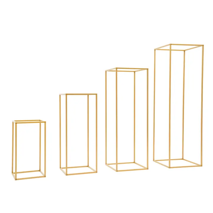 4 Piezas Soporte de Pedestal para Florero de Metal para Bodas Soporte de Flores para Fiestas, Soporte de Flores de Hierro, Estante de Flores con Marco Rectangular Soporte Geométrico para Decoración de Fiestas de Bodas - 1