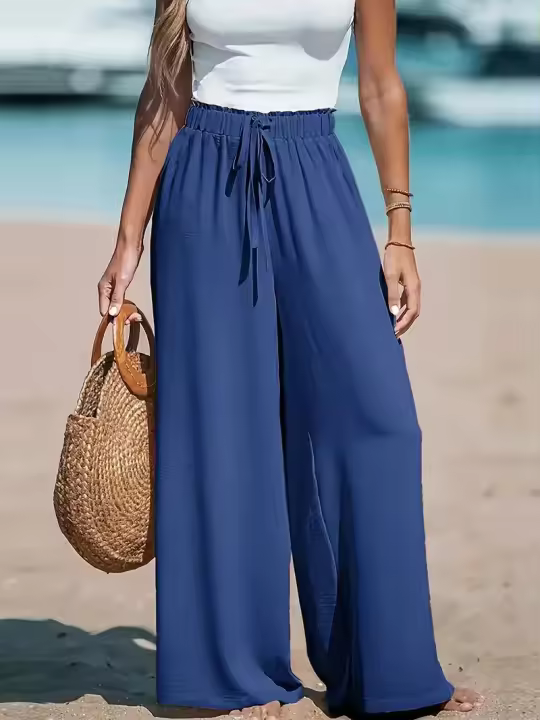 Pantalones de pierna ancha cómodos e informales TK para mujer - 1