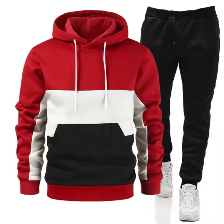 Shoufeistore Sudadera Con Capucha De Bloque De Colores Nueva Y Traje Deportivo Casual De Alta Calidad Para Primavera Y Otoño - 1