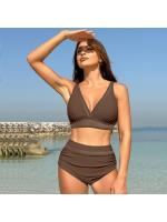 Traje de baño bikini de tres piezas sexy para mujer 2025 con blusa dividida y falda de playa. - details 0