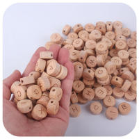 Cuentas de madera Natural del alfabeto inglés, iniciales de 15mm, cuentas de letras para joyería, pulsera, collar, fabricación de accesorios DIY, 50 unidades por lote - details 2