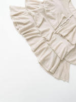 Nueva Primavera-Otoño OUWU Blusa de Punto Fino y Hermosa con Cuello en V y Volantes - details 4
