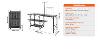 SucceBuy Mesa de cocina para acampar, estación de cocina portátil plegable de una pieza con bolsa de transporte, mesa larga de aluminio, 3 mesas auxiliares, 2 estantes y fregadero desmontable para picnics al aire libre, barbacoas, camping - details 2
