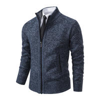 Autumn And Winter New Jersey Men's Casual Sports Coat Solid Color Stand Collar Wweater Grab Fleece Warm Zipper Cardigan - details 17