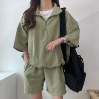 Conjunto de dos piezas de pantalones cortos de manga corta con cremallera y cuello alto para mujer 2025 nuevo conjunto de ropa deportiva casual de moda de verano. - details 7