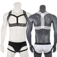 Ropa de dormir Sexy para hombre, arnés erótico para el cuello, disfraz fetiche de coqueteo, ahuecado, Halter con correas para las piernas, conjunto de calzoncillos - details 0