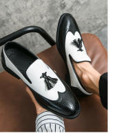 Moda solo zapatos bloque de negocios tallado con flecos pequeños zapatos de cuero - details 13