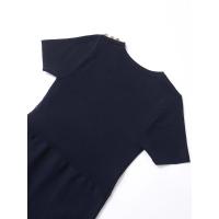 Vestido Mini de Punto con Cremallera Cuello Redondo, Mangas Cortas, Bolsillos - details 15