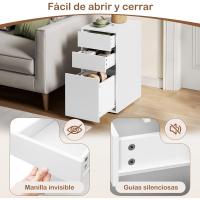 Mesita de Noche con 3 Cajones de 2 Tamaño,Mesa Auxiliar 30x40x60 cm, Mesita Blanca para Cama, Cómoda con Espacio de Almacenamiento, para Dormitorio, Salón y Estudio, NTS17ws-2 - details 6