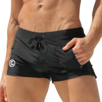Jessborn pantalones de natación de ángulo plano con bolsillos con cremallera vertical para hombre, pantalones cortos de surf de playa elásticos y cómodos - details 5