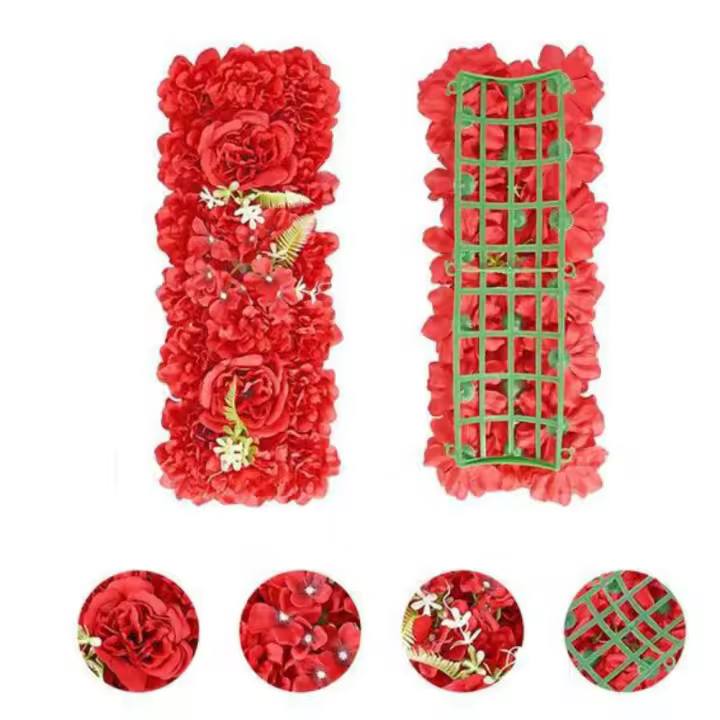 Panel de flores de rosas artificiales, decoración para fiesta de bienvenida de bebé, arreglo de mesa, decoración de fondo de pared de boda, fila de flores de arco - 1