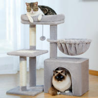 PAWZ Road Árbol para gatos 2 en 1 con poste rascador de Sisal, hamaca, condominio para gatos grande, casa tipo torre para gatos pequeños, tablero rascador para gatos de interior, juguetes para gatos - details 1