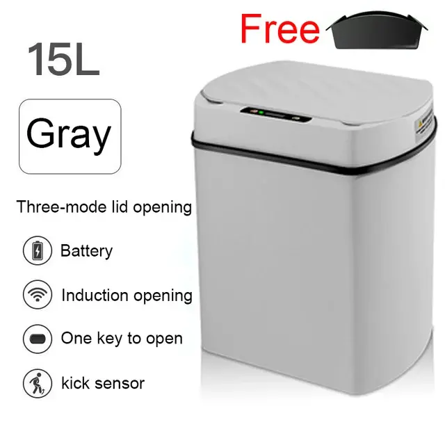 Cubo de basura con sensor automático para cocina y hogar, cubo de basura inteligente para baño, Herramientas de limpieza - 1