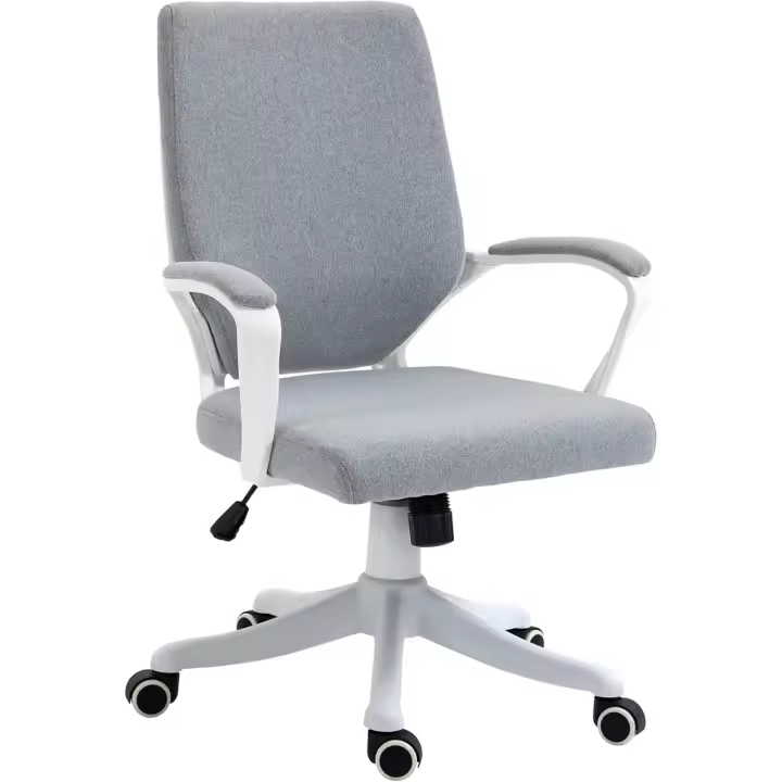 Oficina Giratoria Silla de Escritorio Basculante con Reposabrazos y Altura Ajustable para Dormitorio Salón Carga 120 kg 62x69x92-100 cm Beige - 1