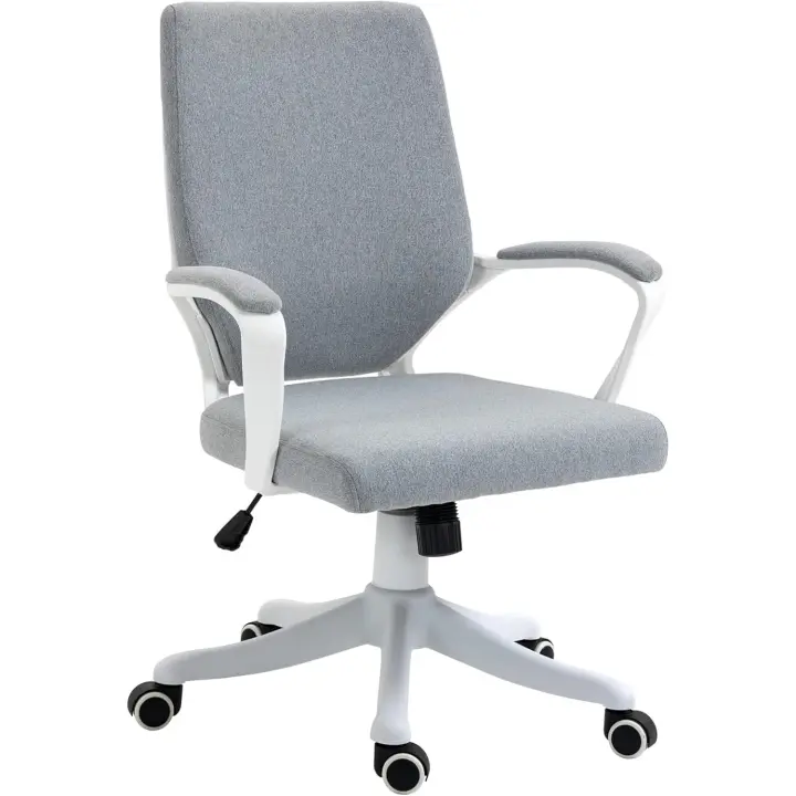 Oficina Giratoria Silla de Escritorio Basculante con Reposabrazos y Altura Ajustable para Dormitorio Salón Carga 120 kg 62x69x92-100 cm Beige - 1