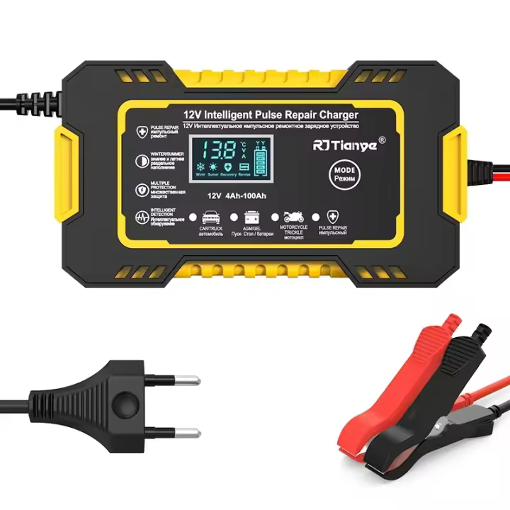 Cargador de batería de coche 6A, 12V, carga rápida automática, reparación de pulso para motocicleta, GEL AGM, cargador - 1