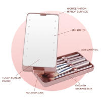 Espejo de maquillaje Caja de almacenamiento Espejo de maquillaje compacto plegable - details 2