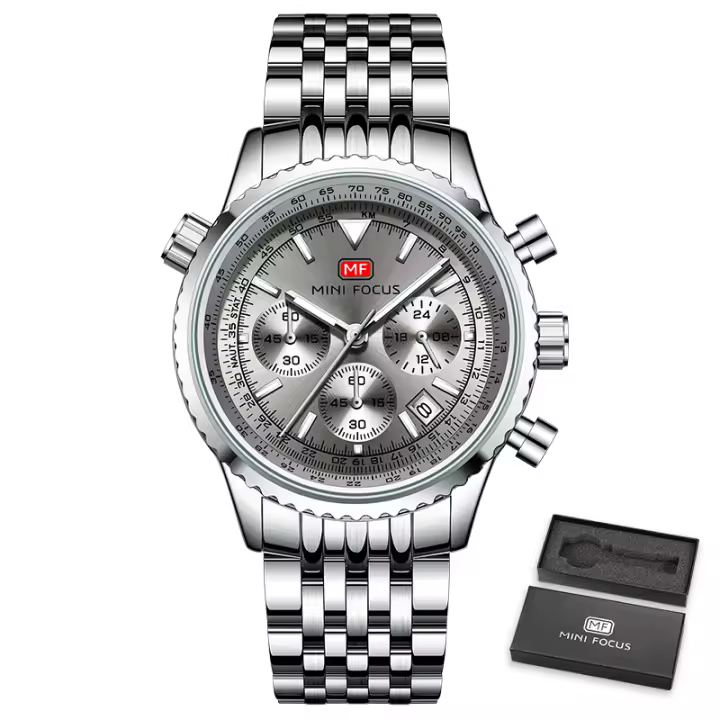 Reloj de Hombre MINIFOCUS Estilo Aviador – Cuarzo, Luminoso, Fecha, Acero Inoxidable - 1