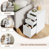 Mesita de Noche con 3 Cajones de 2 Tamaño,Mesa Auxiliar 30x40x60 cm, Mesita Blanca para Cama, Cómoda con Espacio de Almacenamiento, para Dormitorio, Salón y Estudio, NTS17ws-2 - details 7