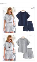 Traje casual de dos piezas con pantalones cortos y top de manga corta de talla grande de verano - details 2