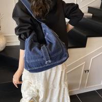Bolso de hombro de lona vaquera, bolso Vintage con correa y hebilla, estilo callejero, Color sólido, gran capacidad, bolso de mano sencillo para estudiantes - details 7