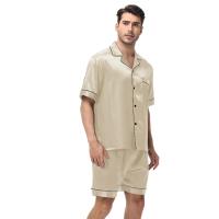 Conjunto de Pijama de Manga Corta para Hombre de Talla Grande Pantalones Cortos de Satén, Ropa de Dormir Fresca, Traje de Pijama Informal de Verano - details 8