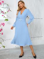 Vestido Largo de Manga Completa para Mujer Color Sólido, Corte en Línea A, Alta Calidad, Lujo Tendencia, Suelto y Elegante - details 4
